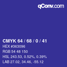 カラーコード: CMYK 64 / 68 / 0 / 41 | qconv.com