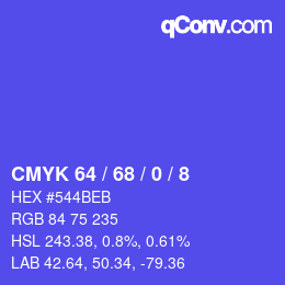 Color code: CMYK 64 / 68 / 0 / 8 | qconv.com