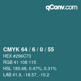 Color code: CMYK 64 / 6 / 0 / 55 | qconv.com