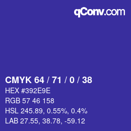 Color code: CMYK 64 / 71 / 0 / 38 | qconv.com