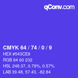 颜色代码: CMYK 64 / 74 / 0 / 9 | qconv.com