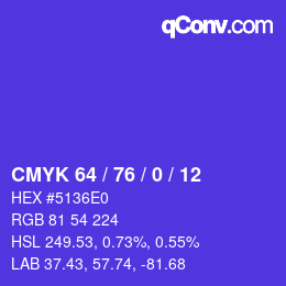カラーコード: CMYK 64 / 76 / 0 / 12 | qconv.com