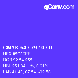 颜色代码: CMYK 64 / 79 / 0 / 0 | qconv.com