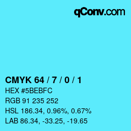 Color code: CMYK 64 / 7 / 0 / 1 | qconv.com