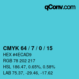 Color code: CMYK 64 / 7 / 0 / 15 | qconv.com