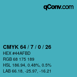 Color code: CMYK 64 / 7 / 0 / 26 | qconv.com