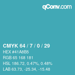 Color code: CMYK 64 / 7 / 0 / 29 | qconv.com