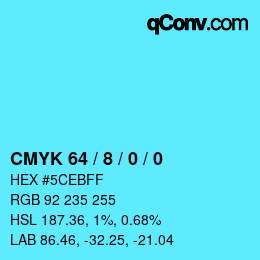 カラーコード: CMYK 64 / 8 / 0 / 0 | qconv.com