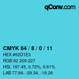 Color code: CMYK 64 / 8 / 0 / 11 | qconv.com