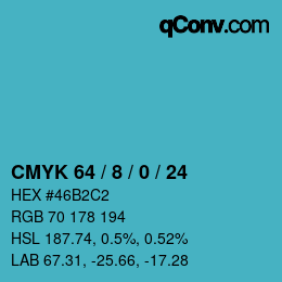 カラーコード: CMYK 64 / 8 / 0 / 24 | qconv.com