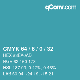 カラーコード: CMYK 64 / 8 / 0 / 32 | qconv.com