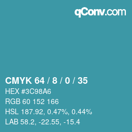 Color code: CMYK 64 / 8 / 0 / 35 | qconv.com