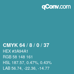 Color code: CMYK 64 / 8 / 0 / 37 | qconv.com