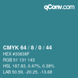 Color code: CMYK 64 / 8 / 0 / 44 | qconv.com