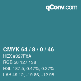 Farbcode: CMYK 64 / 8 / 0 / 46 | qconv.com