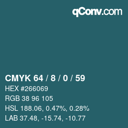 颜色代码: CMYK 64 / 8 / 0 / 59 | qconv.com