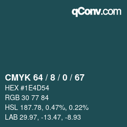 Color code: CMYK 64 / 8 / 0 / 67 | qconv.com
