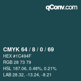 カラーコード: CMYK 64 / 8 / 0 / 69 | qconv.com