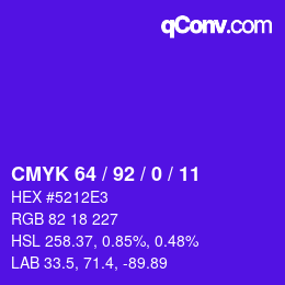 颜色代码: CMYK 64 / 92 / 0 / 11 | qconv.com