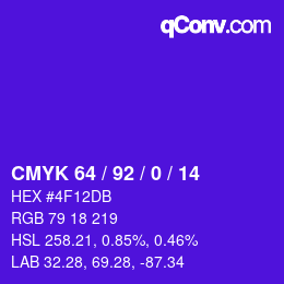 カラーコード: CMYK 64 / 92 / 0 / 14 | qconv.com