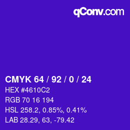 颜色代码: CMYK 64 / 92 / 0 / 24 | qconv.com