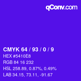 Farbcode: CMYK 64 / 93 / 0 / 9 | qconv.com