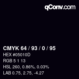 カラーコード: CMYK 64 / 93 / 0 / 95 | qconv.com