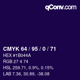 Color code: CMYK 64 / 95 / 0 / 71 | qconv.com