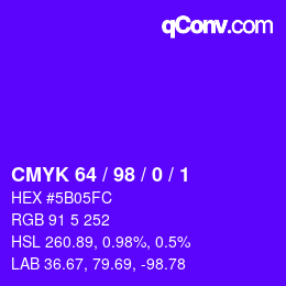 Color code: CMYK 64 / 98 / 0 / 1 | qconv.com