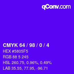 カラーコード: CMYK 64 / 98 / 0 / 4 | qconv.com