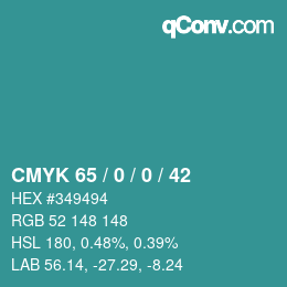 カラーコード: CMYK 65 / 0 / 0 / 42 | qconv.com