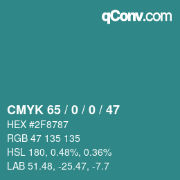 Color code: CMYK 65 / 0 / 0 / 47 | qconv.com