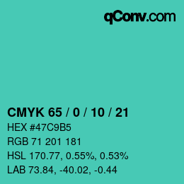 カラーコード: CMYK 65 / 0 / 10 / 21 | qconv.com