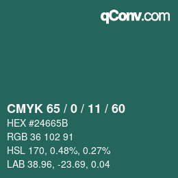 カラーコード: CMYK 65 / 0 / 11 / 60 | qconv.com