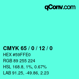 カラーコード: CMYK 65 / 0 / 12 / 0 | qconv.com