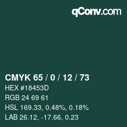カラーコード: CMYK 65 / 0 / 12 / 73 | qconv.com