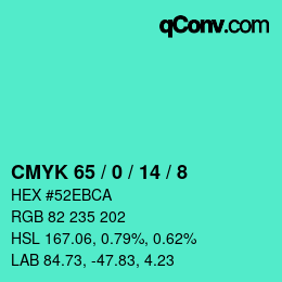 Color code: CMYK 65 / 0 / 14 / 8 | qconv.com