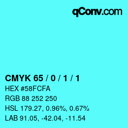 カラーコード: CMYK 65 / 0 / 1 / 1 | qconv.com