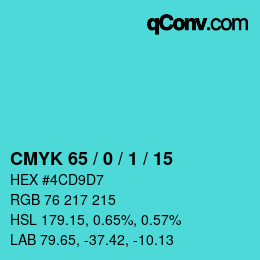 Color code: CMYK 65 / 0 / 1 / 15 | qconv.com