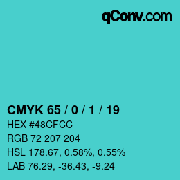 Color code: CMYK 65 / 0 / 1 / 19 | qconv.com