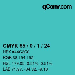 カラーコード: CMYK 65 / 0 / 1 / 24 | qconv.com