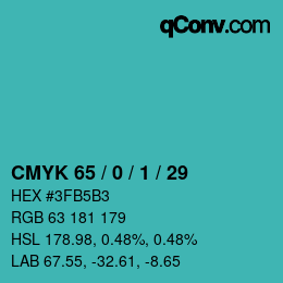 カラーコード: CMYK 65 / 0 / 1 / 29 | qconv.com