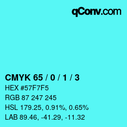 カラーコード: CMYK 65 / 0 / 1 / 3 | qconv.com