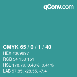 カラーコード: CMYK 65 / 0 / 1 / 40 | qconv.com