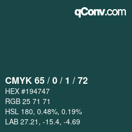 Color code: CMYK 65 / 0 / 1 / 72 | qconv.com