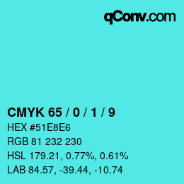 カラーコード: CMYK 65 / 0 / 1 / 9 | qconv.com