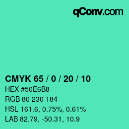 カラーコード: CMYK 65 / 0 / 20 / 10 | qconv.com
