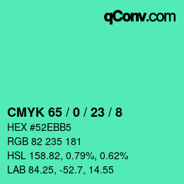 Color code: CMYK 65 / 0 / 23 / 8 | qconv.com