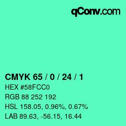 颜色代码: CMYK 65 / 0 / 24 / 1 | qconv.com