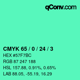 カラーコード: CMYK 65 / 0 / 24 / 3 | qconv.com